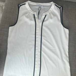 Calvin Klein Ivory Blouse with Black Accents